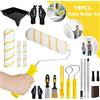 NONE Kit di 19 Pezzi per Pittura con Asta Telescopica - Rulli in Microfibra da 9 e 4 Pollici, Pennello, Vaschetta, Raschietto e Asta Regolabile per Pareti, Soffitti, Mobili - Finitura Professionale Liscia