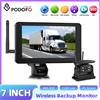 podofo Leekooluu Monitor per Auto con Display IPS HD da 7 Pollici, Telecamera di Retromarcia Wireless Solare, Grandangolare, Impermeabile IP68, Registrazione in Loop, Funzione BSD