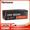 Humsienk Batteria Humsienk 24V 320Ah LiFePO4, con BMS intelligente da 200A integrato e monitoraggio tramite app Bluetooth, batteria al litio ferro fosfato a ciclo profondo da 8192Wh per camper, roulotte,