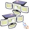 Swiatla Luci Solari da Esterno 278 LED 3000LM IP65 Impermeabili con Sensore di Movimento e Telecomando, 4 Teste Regolabili 270° ° Lampada Solare da Parete ad Ampio Angolo, Faretto Wireless dal Tramonto