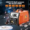 HITBOX Saldatrice MIG HITBOX HBMC270 220V 6 IN 1 Multi Processo, Saldatrice per Alluminio MIG con o senza Gas, MMA, HF TIG, Saldatura a Punti, Tagliatrice al Plasma, Funzione 2T 4T, Macchina per Saldatura