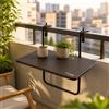 NONE Tavolo Pieghevole da Balcone 60x40cm, Tavolo da Esterno Sospeso con Piano in Fibra e Struttura in Acciaio, Scrivania Regolabile per Terrazza, Salvaspazio, Marrone