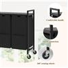 NONE Contenitore per Bucato con Ruote e Cestino per Rifiuti, Organizzatore per Bucato a 3 Scomparti con Sacchi e Rotoli Rimovibili, Cesto per Bucato Resistente per Bagno e Camera da Letto, Grigio e Nero,