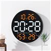 NONE Orologio da parete digitale, orologio da parete da 25,5 cm con ampio display LED, luminosità automatica, temperatura, data, umidità, orologi elettrici silenziosi senza ticchettio per aula, camera da