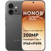 HONOR 600 Smartphone 5G Dual SIM, 8GB RAM 256/512GB, 200MP con AI fotografica, 6.57 pollici AMOLED Eye-Care Display 8000nit, 6400 mAh, Snapdragon 7 Gen 3, Android 16