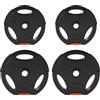SPORTNOW Dischi Pesi Sportnow, Set 2 x 5 kg e 2 x 2,5 kg, con Tre Maniglie e Fori Ø 25 mm, Neri
