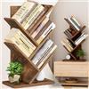 NONE Scaffale Moderno in Legno per Libri, Libreria a 5 Ripiani, Scaffale Autoportante per Libri/Film/CD, Espositore Stretto per Soggiorno, Ufficio Domestico, Marrone Rustico