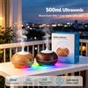 NONE Diffusore di Aromi a Ultrasuoni 500ml Effetto Legno Umidificatore per Oli Essenziali Luce Notturna RGB 7 Colori Silenzioso con Timer Macchina per Profumazioni 30 ㎡ Per Camera da Letto, Ufficio, Sala