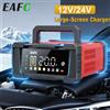 EAFC Caricabatterie Intelligente EAFC 20A con Ampio Schermo LCD, 12V 24V, Funzione di Riparazione a Impulsi, Compensazione della Temperatura, Modalità Invernale, Mantenitore Automatico di Carica per Auto,