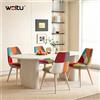 WOLTU Set di 4 Sedie da Pranzo con Schienale e Gambe in Legno, Design Patchwork, Stile Scandinavo per Sala da Pranzo e Soggiorno