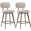 smartue Set di 2 sgabelli da bar girevoli in similpelle PU, altezza bancone, stile moderno di metà secolo, con schienale basso e gambe in metallo, per isola cucina.
