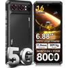 OUKITEL WP68 Air 5G Smartphone Rugged, Dimensity 7025, 36GB(12+24) RAM 512GB ROM, Batteria al Silicio-Carbonio da 8000mAh con Ricarica Rapida 45W, Display da 6,88" 120Hz, Fotocamera da 64MP, NFC, IP68
