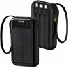 MY2 TEC Power bank solare da 10000 mAh con 4 cavi, caricatore portatile a ricarica rapida per smartphone. | Power bank caricatore portatile con display LED adatto per smartphone