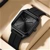 NONE 1 pezzo Orologio Minimalista con Quadrante Quadrato Nero, Cinturino in Silicone, Elegante per Uomini e Donne, Alla Moda e Versatile