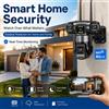 NONE Telecamera di sicurezza panoramica WiFi a 3 obiettivi, telecamera IP wireless da esterno con scheda SIM 4G e triplo schermo, impermeabile 360° ° Videosorveglianza a grandangolo