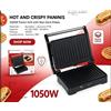 NONE Piastra per Panini da 1050W con Apertura a 180 Gradi, Griglia Elettrica Antiaderente in PTFE con Piastra in Alluminio, Macchina per Sandwich e Griglia a Contatto per Bistecca, Hamburger e Colazione,