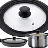 NONE Set di 3 Coperchi per Pentole 18 20 22 Cm, Coperchio in Vetro Temperato con Bordo in Acciaio Inox, Universale per Padelle, Casseruole, Utensili da Cucina, Pratico e Affidabile, Moderno, Accessorio da