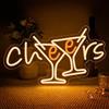 NEONAEON Insegna al Neon "Cheers", Scritta Luminosa a LED per Decorazione Murale, Insegna Neon per Cocktail, Luce al Neon per Pubblicità di Birra, LED per Bar, Ristoranti, Negozi, Discoteche, Feste