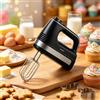 NONE Impastatrice Elettrica da 300W per Uso Domestico, 5 Velocità, Funzione Turbo, Accessori in Acciaio Inox per Sbattere Uova e Impastare, AC 220‑240V