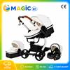Prokoke Passeggino di Lusso 3 in 1 con Seggiolino Auto, Sistema da Viaggio, Seduta Alta, Reversibile, Pieghevole, Tettuccio in Pelle PU, Coprigambe, Maniglia, Telaio in Alluminio, Ruote in EVA, Navicella,