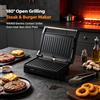 NONE Griglia a Contatto con Apertura a 180 Gradi 1050W Piastra in Alluminio Antiaderente PTFE Pressa per Panini per Colazione, Bistecca, Hamburger 220‑240V 50/60Hz