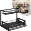 NONE Organizzatore a 2 livelli scorrevole sotto il lavello, cassetto estraibile scorrevole, cestello a doppio strato con guida scorrevole, scaffale di stoccaggio sotto il lavello per cucina e bagno.