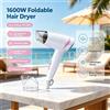 NONE WETECH Asciugacapelli Portatile Pieghevole 1600W, Doppia Tensione 100-240V, con Impostazione Aria Fredda e Gancio per Appendere, Dispositivo per lo Styling dei Capelli Pronto per i Viaggi