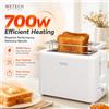 NONE WETECH W6401 Tostapane Elettrico a 2 Fette da 700W, 6 Livelli di Tostatura, con Griglia di Riscaldamento, Vassoio Raccoglibriciole Rimovibile, Timer Regolabile, per Colazione, 220-240V