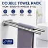 NONE Porta Asciugamani Doppio 40cm, Acciaio Inox SUS304, Montaggio a Parete, Doppio Braccio, Resistente alla Ruggine, Durevole e Facile da Installare