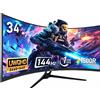 NONE Monitor da Gaming Curvo Ultrawide da 34 Pollici Gawfolk, UWQHD 144Hz 1500R, Supporta FreeSync, Schermo per Desktop