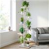 HiMISS Supporto per Piante in Metallo per Interni ed Esterni, 8 Livelli, 9 Vasi, Scaffale Porta Piante Multiplo, Supporto Angolare Alto per Piante, Espositore a Livelli per Giardino, Balcone, Patio, Bianco
