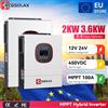 Ecgsolax, inverter solare ibrido da 3,6 kW e 2 kW, 12V, 24V, 220V, con regolatore di carica MPPT da 100A, inverter ibrido a onda sinusoidale pura, ingresso massimo da pannelli fotovoltaici 450 Vcc,