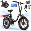 ZAZAWORK C16 Bicicletta Elettrica Pieghevole da 20" per Pendolari, Motore 250W, Batteria Rimovibile 48V 16Ah, Autonomia Fino a 100 km, Pneumatici Fat 20"*3.0, Certificata CE