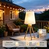 NONE Lampada da Tavolo Minimalista con Base in Legno a Treppiede, Portalampada E27, 100‑240V, Cavo da 120cm, 4 Colori di Paralume, per Comodino, Camera da Letto, Studio, Decorazione, Lampadina Non Inclusa