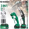 NEWBENY 3 IN 1 Motosega Elettrica Senza Spazzole da 8 Pollici + Tagliaerba Elettrico con Asta Telescopica e Sega per Rami Alti Compatibile con Batteria Makita