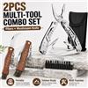 NONE Set di 2 utensili da esterno, pinze multifunzione, coltello per funghi con spazzola, kit di utensili da perforazione portatile per campeggio ed escursionismo