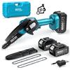 SEESII Motosega Cordless Mini da 6'' con Batteria 8000mAh, Sega Elettrica Manuale da 15,2 cm Ricaricabile per Lavorazione del Legno e Potatura del Giardino, Compatibile con Batteria Makita 18V