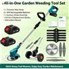NONE Tagliaerba a Batteria 21V, Decespugliatore Elettrico Telescopico Regolabile con Ruote, 2 Batterie Ricaricabili, Lame Multiuso, per Diserbo e Taglio dell'Erba in Giardino e Cortile