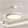 ExtraHouse Ventilatore da soffitto Extrahouse con luce LED e pale retrattili, telecomando, silenzioso 38Db, motore DC, bianco