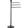 BM Piantana Portasciugamani da Terra in Metallo Nero con 3 Bracci Girevoli - Accessorio Bagno Elegante, Stabile e Facile da Montare