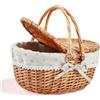 NONE Cesto da picnic in vimini con coperchio, cesto in vimini con manico e rivestimento, cesto da shopping fatto a mano, cesto da picnic intrecciato in vimini per 2 persone per shopping e picnic.