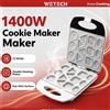 NONE Macchina per biscotti elettrica da 1400W, piastra antiaderente con 12 stampi, pressa per waffle e biscotti a doppio riscaldamento, macchina per dessert fai-da-te per uso domestico 220‑240V