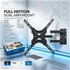 NONE Supporto da Parete per Monitor a Schermo Piatto WETECH W5523, Supporto TV a Doppio Braccio con Movimento Completo 14‑55 Pollici 50kg Max ±15 ° Supporto inclinabile VESA 50x50‑500x500, perfetto per