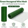 NONE Rotolo di Rete Esagonale Rivestita in PVC 25M x 0,5M, Rete Zincata per Polli, Recinzione Antiruggine per Giardino, Protezione per Pollame, Conigli e Ortaggi