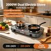 NONE WETECH W6102 Fornello Elettrico Portatile a Doppia Piastra da 2000W, Piano Cottura a Doppio Bruciatore, 5 Impostazioni di Temperatura Variabili, Piastra Riscaldante in Ghisa da 153mm, 220‑240V per