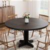 NONE Tavolo Rotondo 120 cm, Tavolo da Pranzo Rotondo in Legno, Tavolo da Cucina per 4-6 Persone con Struttura Stabile, per Sala da Pranzo e Soggiorno, Nero
