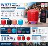 NONE Altoparlante Bluetooth Portatile WR77 8W, Altoparlante Wireless Bluetooth 5.3 con Luce LED Lampeggiante, Accoppiamento Stereo TWS, Altoparlante Ricaricabile USB-C con Microfono e Telecomando