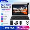 ATMPC Tablet PC ATMPC 10.1 Pollici Android 15 2-in-1 36GB RAM (6GB + 30GB Estesi) 128GB ROM Octa Core Display IPS HD Batteria 6000mAh WiFi 6 Doppia Fotocamera Tastiera Mouse Stilo Custodia in Pelle