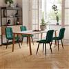 Rosahqnda Set di 4 Sedie da Pranzo 44x46x86 cm, Sedie da Cucina Moderne Imbottite con Gambe in Metallo, Seduta e Schienale in Velluto, Verde/Nero/Grigio