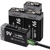 kuugro Batteria Ricaricabile Kuugro 9V 1100mAh USB Tipo-C 6F22 9V Li-ion per Elicottero RC, Multimetro, Giocattoli